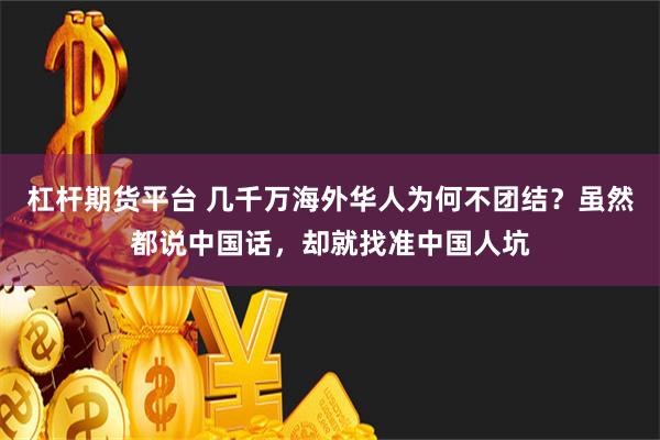 杠杆期货平台 几千万海外华人为何不团结？虽然都说中国话，却就找准中国人坑