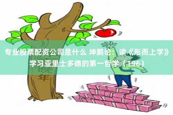 专业股票配资公司是什么 坤鹏论：读《形而上学》学习亚里士多德的第一哲学（196）