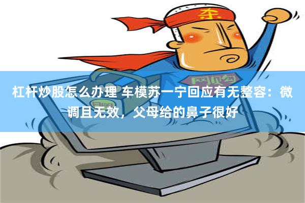 杠杆炒股怎么办理 车模苏一宁回应有无整容：微调且无效，父母给的鼻子很好